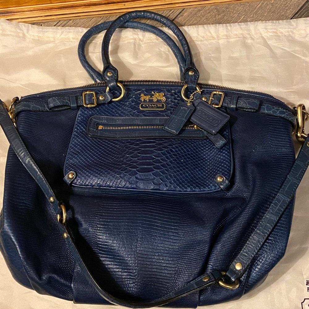 Coach 698 Madison embossed exotic leather satchel